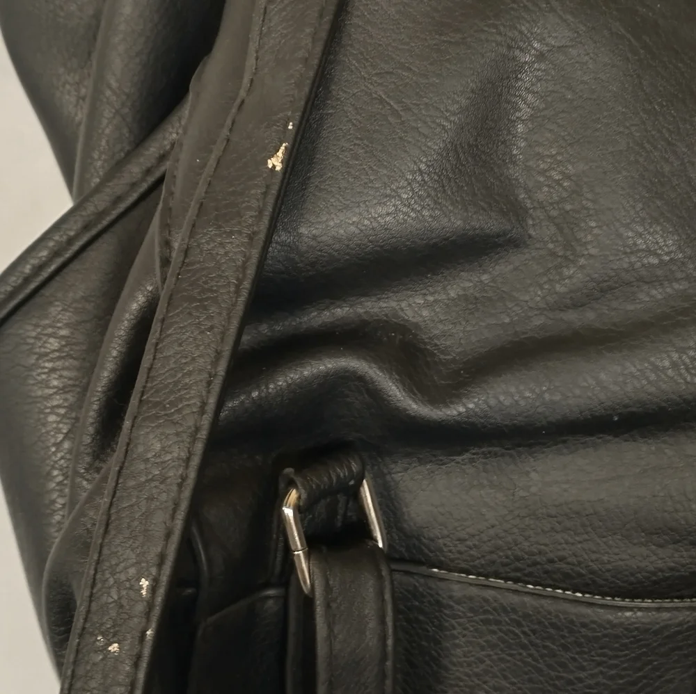 American Eagle Black Boho Bohemian Faux Leather Backpack
